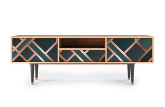 StoryZ Mueble de TV azul-verde 2 cajones y 1 puerta L 170 cm