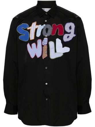 Comme Des Gar&ccedil;ons Strong Will embroidered shirt - men - Cotton - M - Black