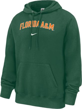 Nike Mens College (Florida A&M University) Club Fleece Pullover Hoodie in Green | M31233FAMU26-DGR