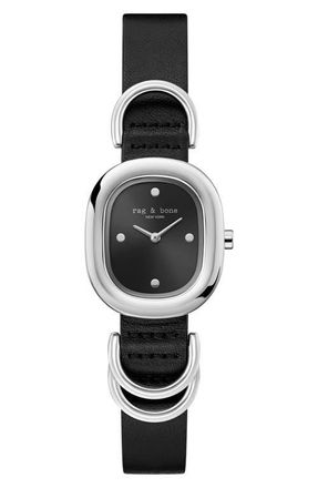 Rag & Bone Rory Leather Strap Watch, 25mm in Black at Nordstrom