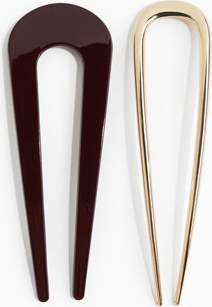 H&M 2er-Pack Haarnadeln - Weinrot/Goldfarben