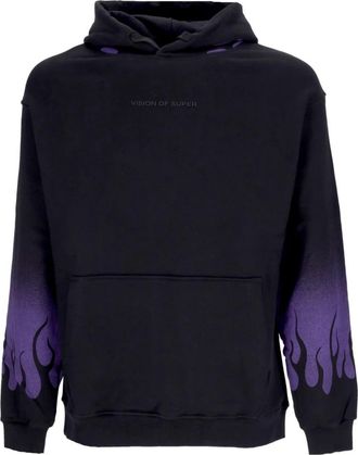 Vision Of Super Flames Hoodie Zwart/Paars Lange Mouw - Heren - Hoodies - Zwart - M - Katoen - Hoodies & sweatvesten
