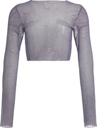 Santa Brands Womens Rhinestone Mesh Top Lilac Other Fibers Tops