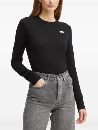 Karl Lagerfeld embroidered round-neck knitwear - Black