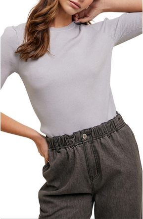 Wishlist Ribbed Short Sleeve Knit Top in Dove at Nordstrom Rack, Size Medium