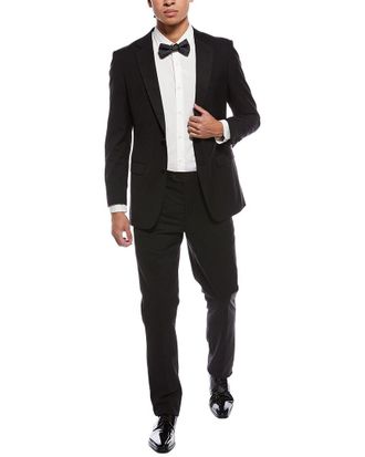 Zanetti Satin Trim Suit With Flat Front Pant