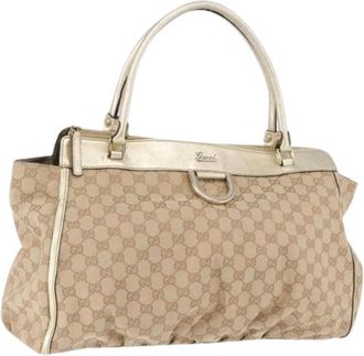 Gucci Pre-owned GG Canvas Hand Bag - Dames - Vintage Handtas - Beige - ONE Size - Leer - Vintage
