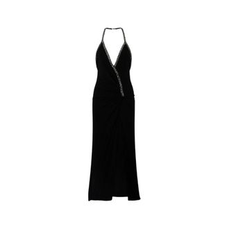 Roberto Cavalli Lange jurk met strass-steentjes - Dames - Jurken - Zwart - Maat: XS Viscose
