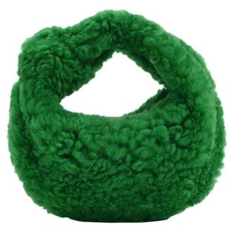Bottega Veneta Pre-owned Mini Bags, female, Green, Size: ONE SIZE Pre-owned Mini Jodie Shearling Handbag