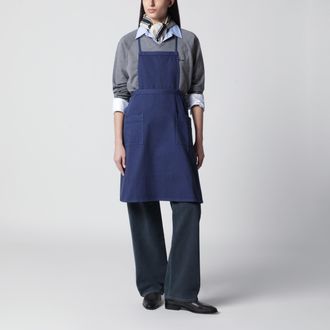 Miu Miu Grembiule tinto capo in gabardine di cotone blu