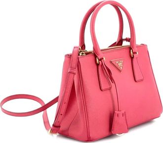 Prada Borsa tote Galleria piccola in pelle Saffiano con doppia zip - Rosa