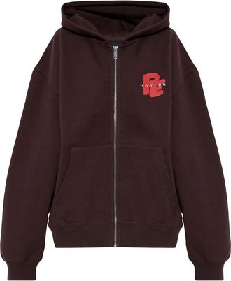 P.E Nation Tidal Zip Thru Hoodie - Dames - Vesten met rits - Bruin - M - Katoen - Hoodies & sweatvesten