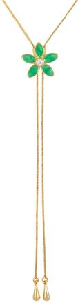 Susan Caplan Vintage 1990s floral charm lariat necklace - women - Swarovski Crystal/Gold Plated Brass - One Size