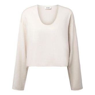 Drykorn Somaija Gebreide Trui - Dames - V-hals truien - Beige - XL - Truien & Vesten
