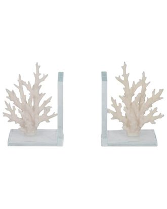 Sagebrook Home Set Of 2 Coral Bookends On Glass Base