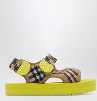 Burberry Sand beige/green Check-pattern sandals