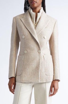 Eleventy Double Breasted Tweed Blazer in 02 Sand at Nordstrom, Size 00 Us