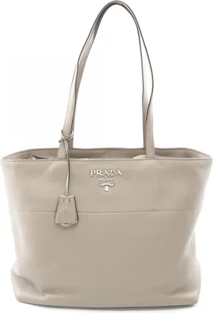 Prada Beige Leather Handbag Tote Bag (Pre-Owned)