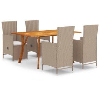 vidaXL Juego De Comedor Para Jard&iacute;n 5 Piezas Beige Vidaxl