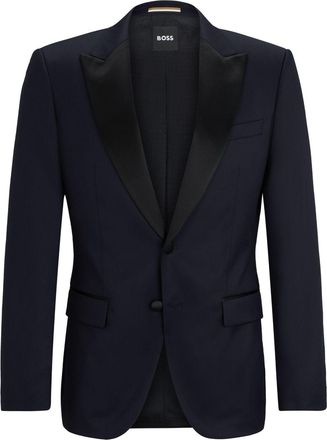 BOSS peak-lapel jacket - men - Virgin Wool/Polyester/Viscose/Silk/Cotton/Polyester - 46 - Blue