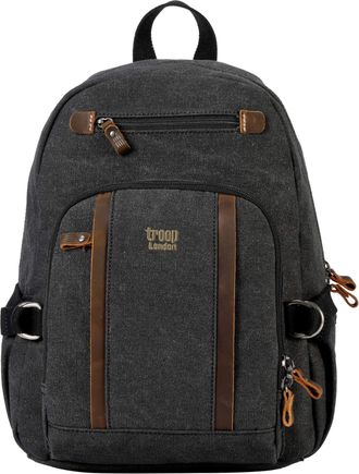 Troop London TRP0256 Classic Canvas Backpack - Medium (Black Stone Washed)