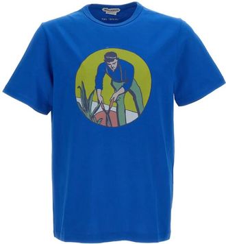 J.W.Anderson Tops, Heren, Blauw, S, Graphic T-Shirt