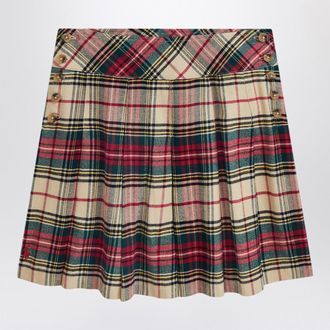 Polo Ralph Lauren Cream/Red Cotton Twill Tartan Skirt