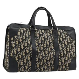 Dior Vintage Trotter Boston Diorissimo Canvas Navy Canvas Handbag (Pre-Owned)