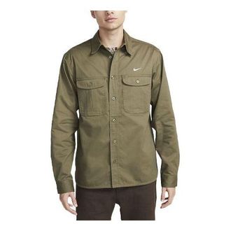 Nike SB Woven Skate Long-Sleeve Button Down Olive DQ6288-222