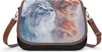 Generic Grey And Yellow Cats Small Womens Crossbody Bags Shoulder Handbag with Adjustable Strap for Travel