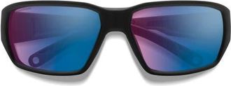 Smith Hookset 62mm ChromaPop Polarized Oversize Wraparound Sunglasses in Black /Rose Blue Mirror at Nordstrom