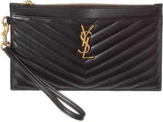 Saint Laurent Cassandre Large Zipped Leather Pouch