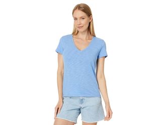 Lilla P V-Neck Short Sleeve Back Seam T-Shirts Womens Clothing Harbor : SM, Cotton