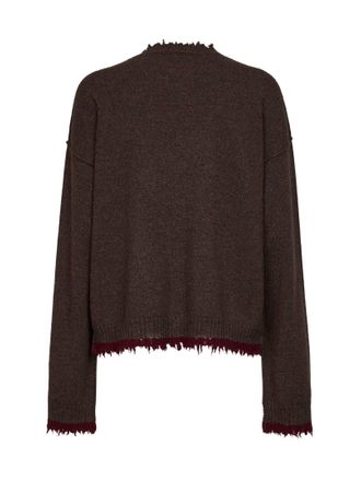 Uma Wang Womens Ribbed Crewneck Sweater Brown Modal