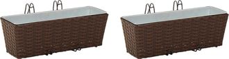 vidaXL Barandilla 2 Uds. Marr&oacute;n 50 X 17 X 17 Cm Metal Vidaxl