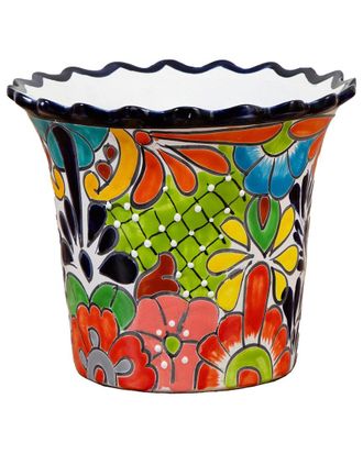 Nearly Natural Handmade Mexican Talavera Ceramic Planter