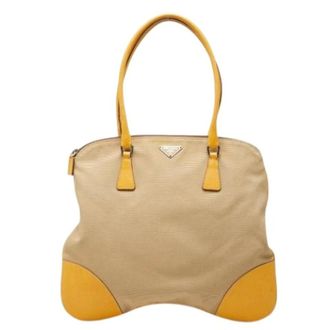 Prada Pre-owned Vintage Shoulder Tote - Dames - Pre-owned - Beige - Maat: ONE Size Leer