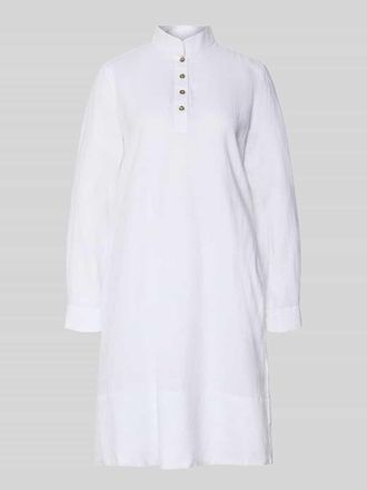 Christian Berg Leinenkleid mit Stehkragen und kurzer Knopfleiste in Weiss, Gr&ouml;&szlig;e 34