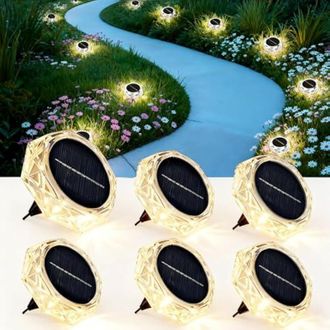 OEM Juego De 6 Luces Solares Para Jard&iacute;n, Aptas Para Uso Exterior. Cuentan Con 8 Luces Led, Son Resistentes Al Agua (ip65) Y Duraderas, Ideales Para Camin