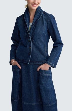 Luukaa D'Celli Indie Shawl Collar Denim Jacket in Indigo Denim at Nordstrom, Size 10