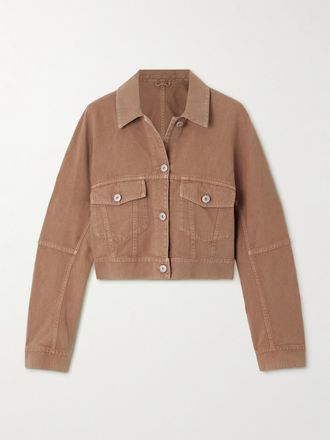 Brunello Cucinelli Giacca Cropped In Denim - Marrone