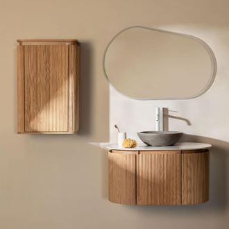 Sklum Conjunto De Mueble De Ba&ntilde;o Suspendido 90x50 Cm En Madera Carsone Sklum