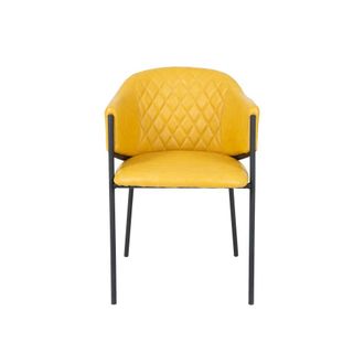 Pondecor Interiorismo Set 2 sillas CHERRY polipiel ocre. Patas metal negras