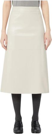 Max Mara Midi Rokken - Dames - Midirokken - Beige - S - Leer - Rokken
