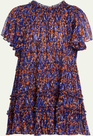 Ulla Johnson Ryla Floral Silk Chiffon Mini Dress