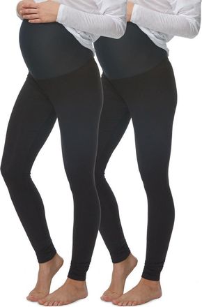 Felina Velvety Soft Maternity Leggings 2 Pack in Black at Nordstrom, Size Xx-Large