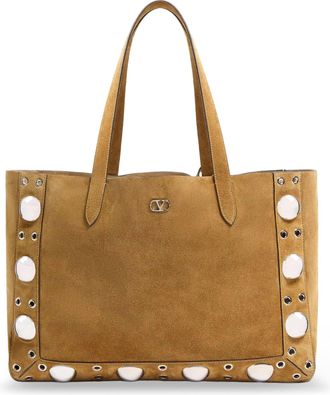 Valentino Garavani Suede Shopping Bag With Metal Logo-Uomo
