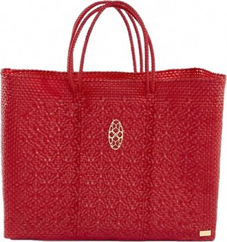 Lola's Bag Womens Travel Woven Tote Bag And Clutch In Red