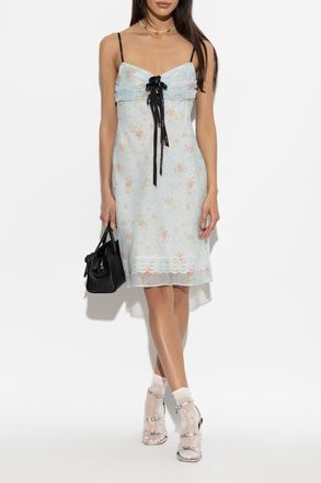 Marc Jacobs Floral Motif Dress, Womens, Light Blue