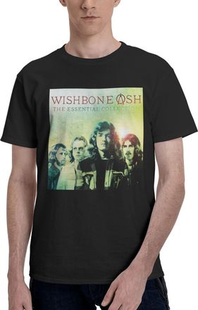 Generic Mens Wishbone-Rock Band T-Shirt Short Sleeve Tee-Shirt Basic Simple Vintage Tops Cotton Crew Neck Shirt Black M